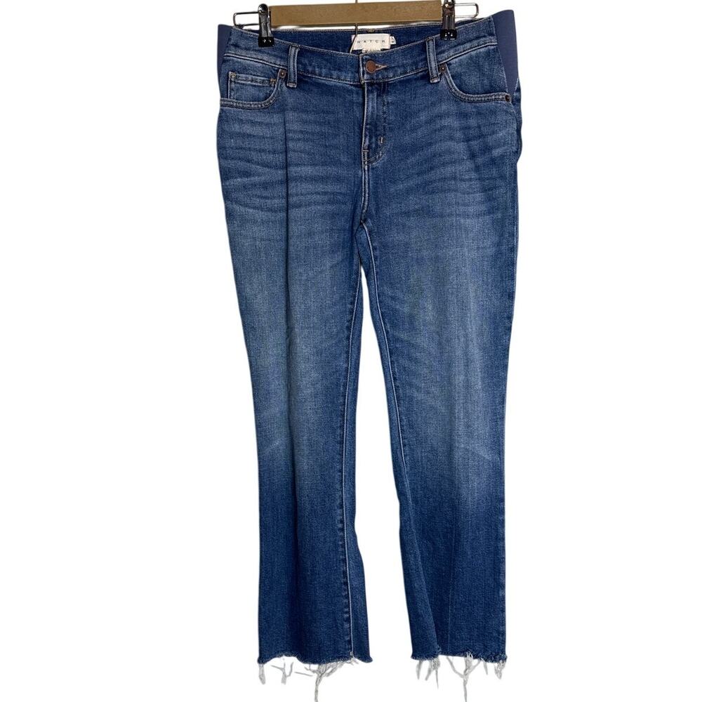 Hatch Cropped Frayed Edge Maternity Jeans Women's Sz. 27 - Picture 2 of 7